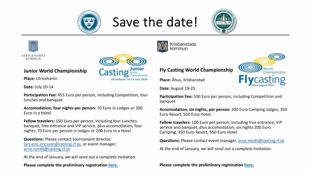 Invitation Junior World Championship and Fly Casting World Championship
